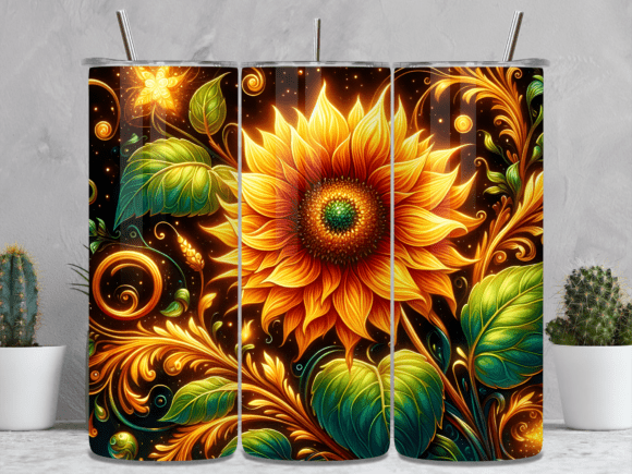 Download Golden Glow Sunflower Leaves Tumbler - Premium Resources