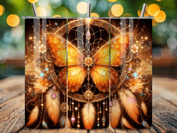 Download Golden Glow Butterfly Tumbler Wrap - Premium Resources