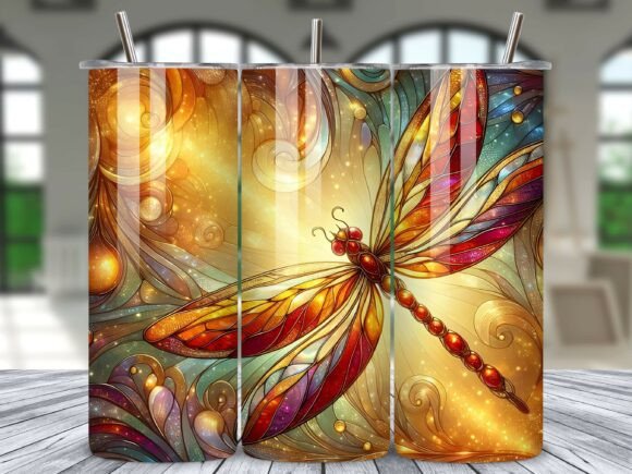 Download Golden Glow Dragonfly Tumbler Wrap PNG - Premium Bundle